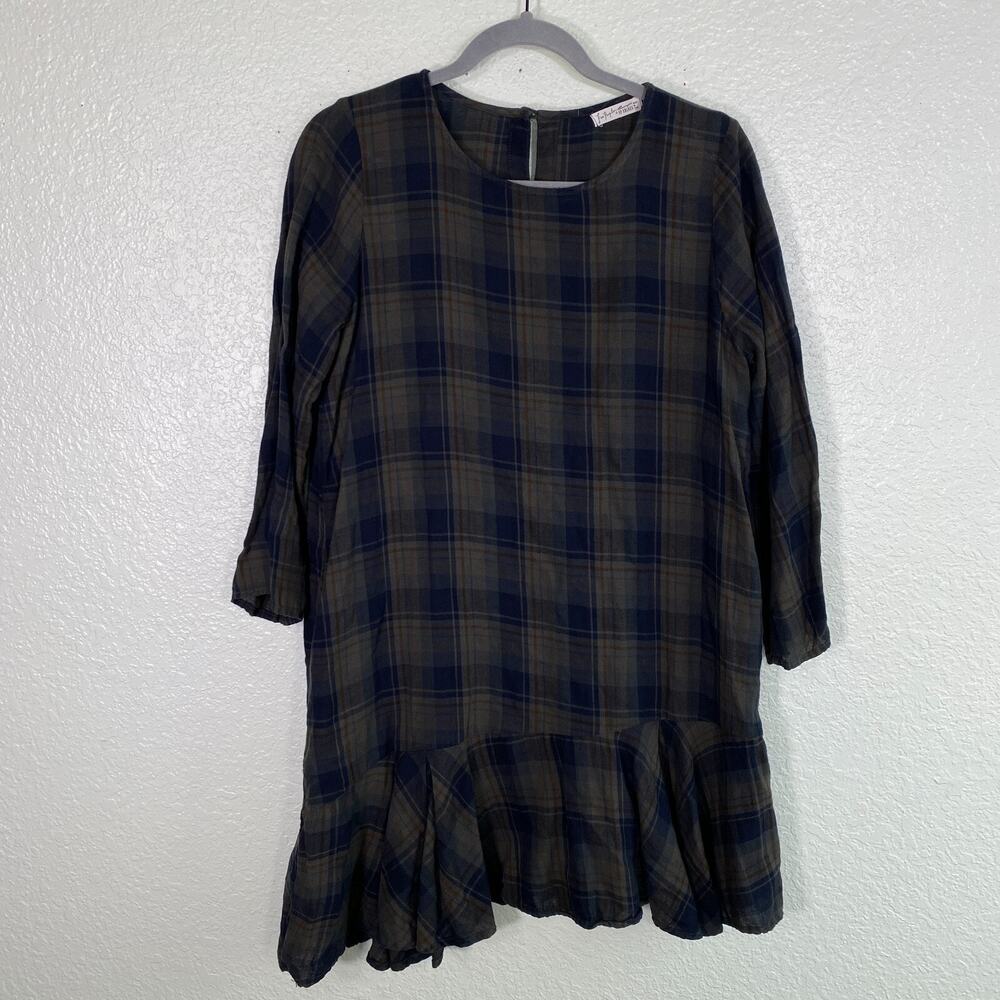 CP Shades Dress Womens Small Drop It Low Plaid Asymm Lagenlook Free People